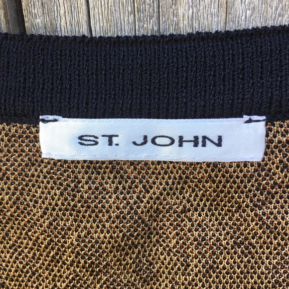 St. John Leopard Print Sleeveless Sweater Vest Santana Knit Brown Black L - Picture 3 of 8